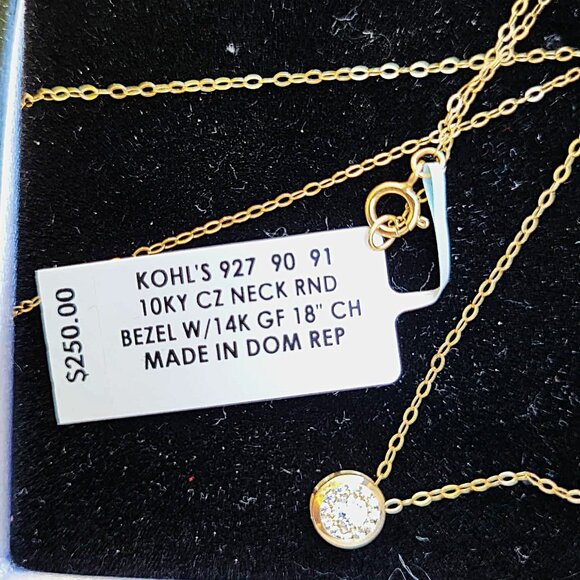 10K Yellow Gold CZ Necklace Round Halo w/ 14K Gold-Filled, 18" Chain MSRP$250 - Picture 7 of 9